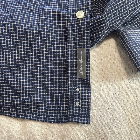 Eddie Bauer Navy Checkered Dress Shirt
Size large‎ tall business casual - Picture 7 of 8